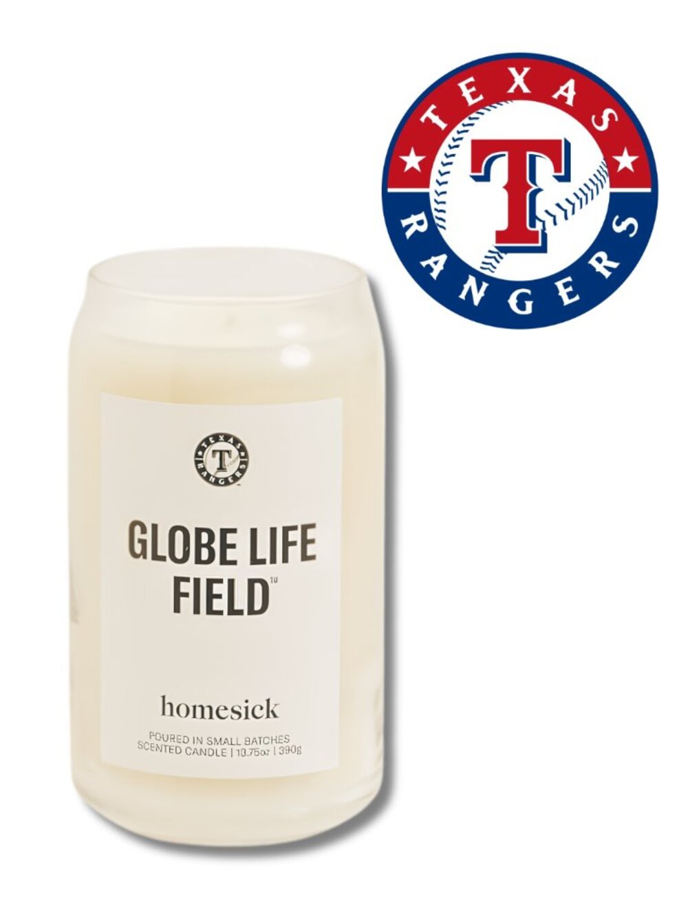 NEW Homesick 13.75 oz. Globe Life Field Texas Rangers Fans Soy-Blend Candle
